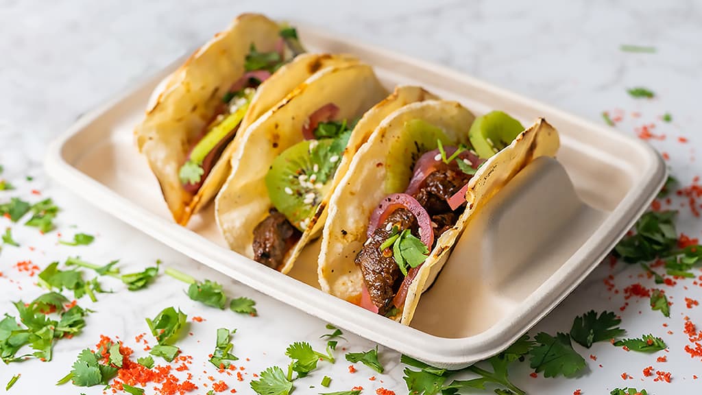 Bulgogi steak taco bar catering spread